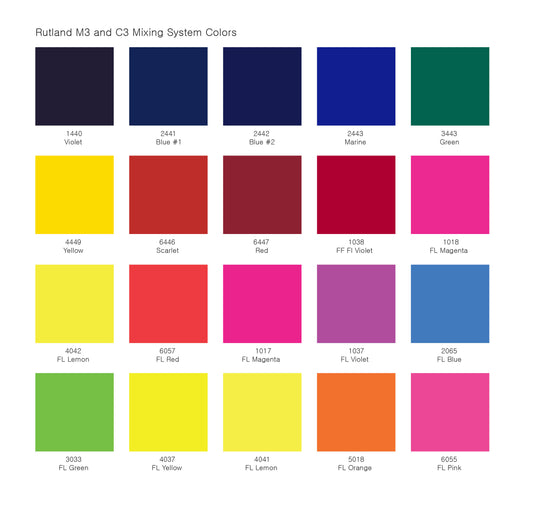 RUTLAND M3 FF FLUORESCENT LEMON M34042 COLOR MATCHING MIXING INKS PLASTISOL OIL BASE FOR SILK SCREEN PRINTING