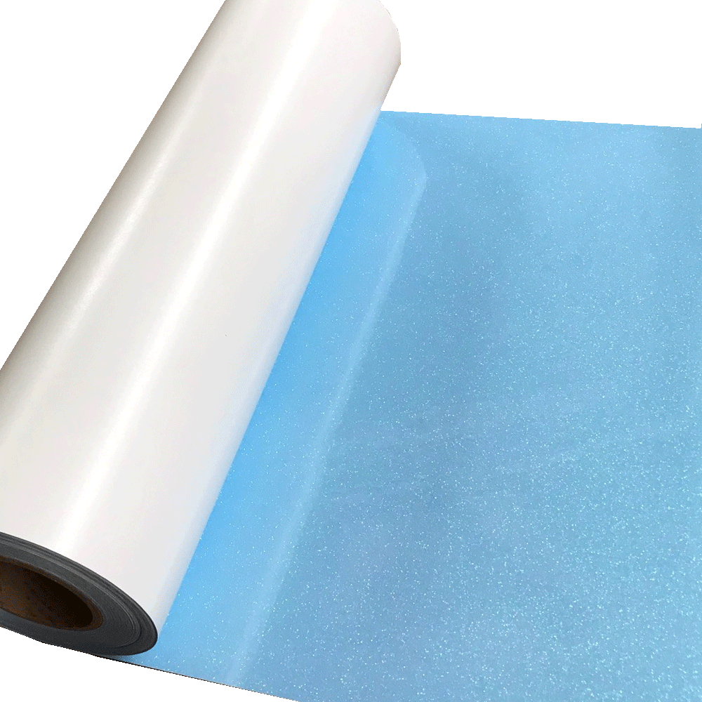 Glitter,??Rainbow Neon Blue??Heat Transfer Vinyl 19" HTV